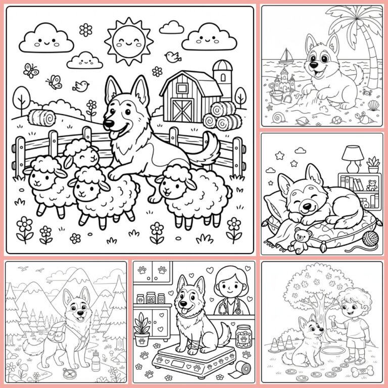 German Shepherd coloring page collection cover