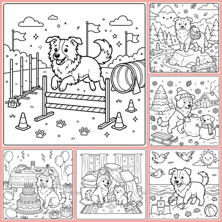Border Collie coloring page collection cover
