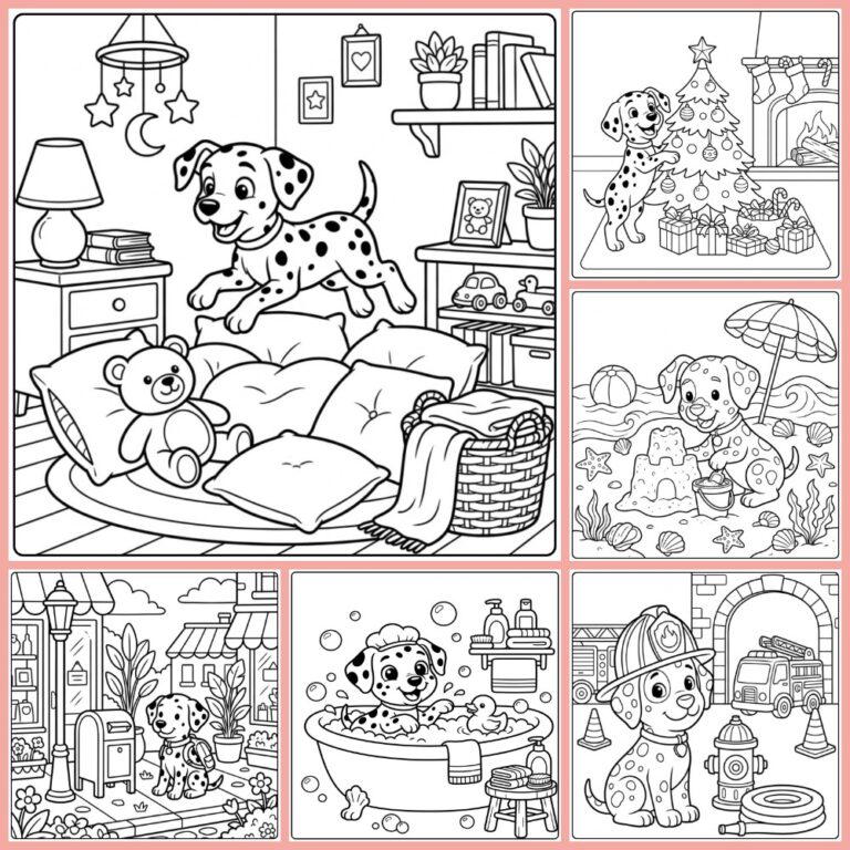 Dalmatian coloring page collection cover