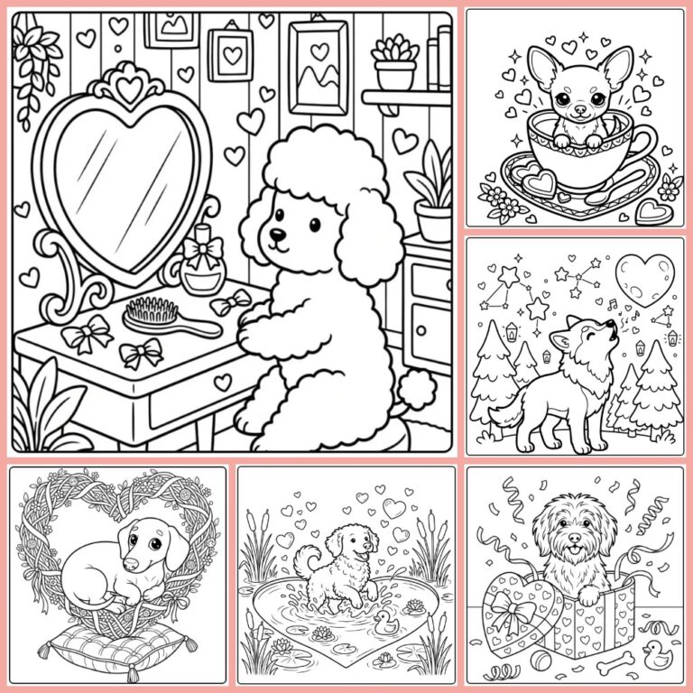 Dog with Hearts coloring page collection cover