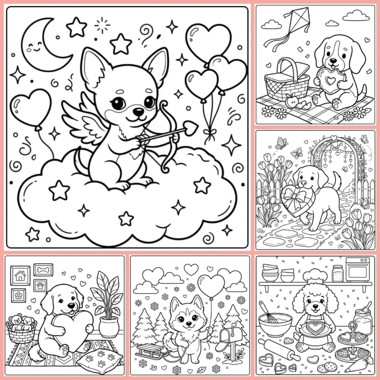 Dog with Heart coloring page collection cover