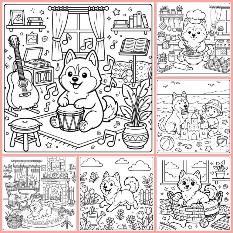 Husky coloring page collection cover