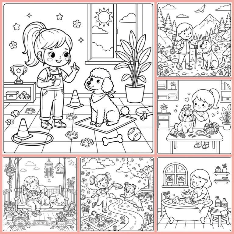 Girl with Dog coloring page collection cover