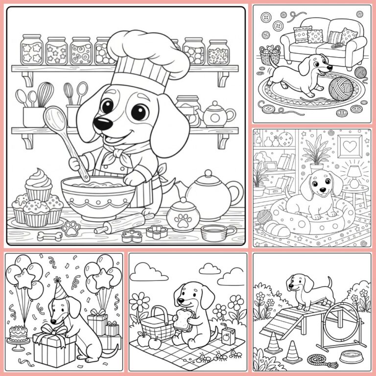 Dachshund coloring page collection cover