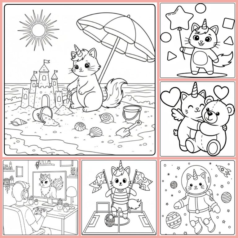 Unicorn Cat coloring page collection cover