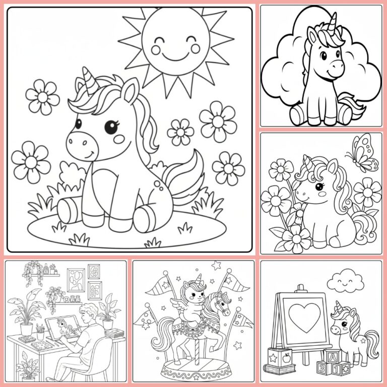 Baby Unicorn coloring page collection cover