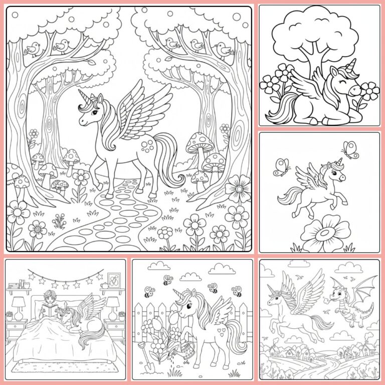 Winged Unicorn coloring page collection cover