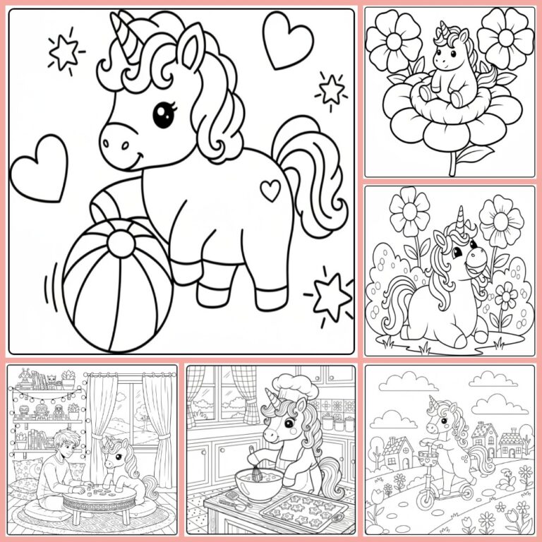 Cute Unicorn coloring page collection cover