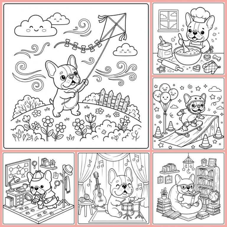 French Bulldog coloring page collection cover