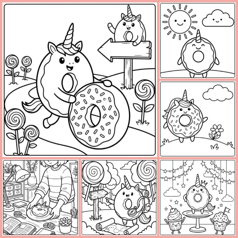 Donut Unicorn coloring page collection cover