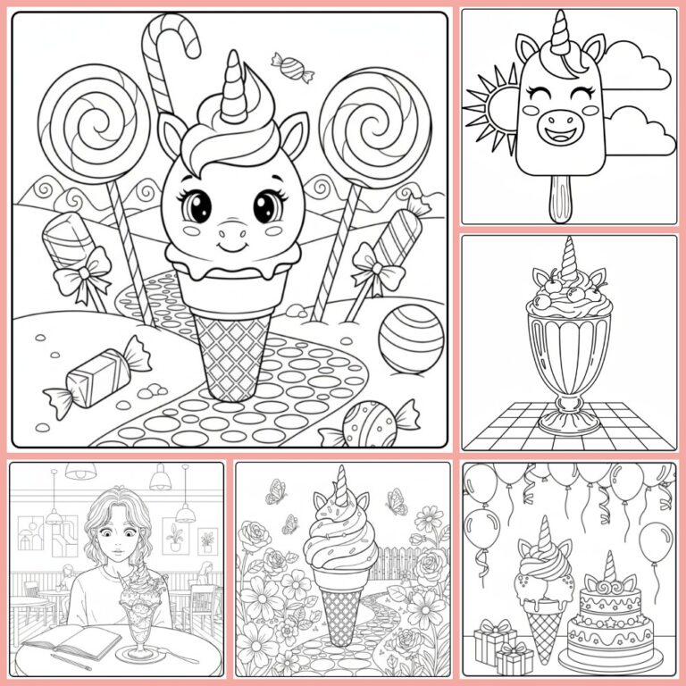 Unicorn Ice Cream coloring page collection cover