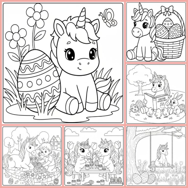 Easter Unicorn coloring page collection cover