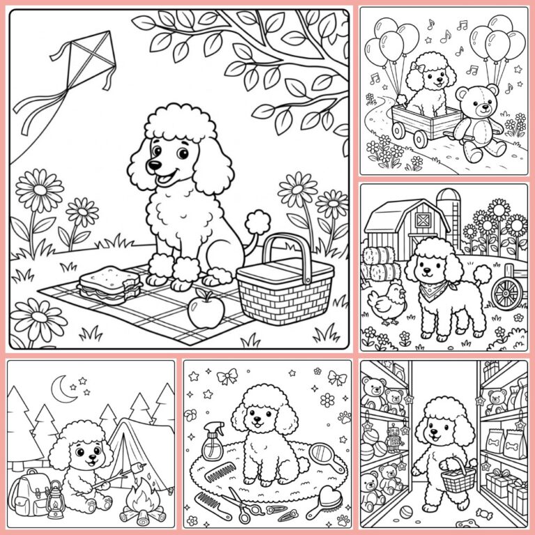 Poodle coloring page collection cover