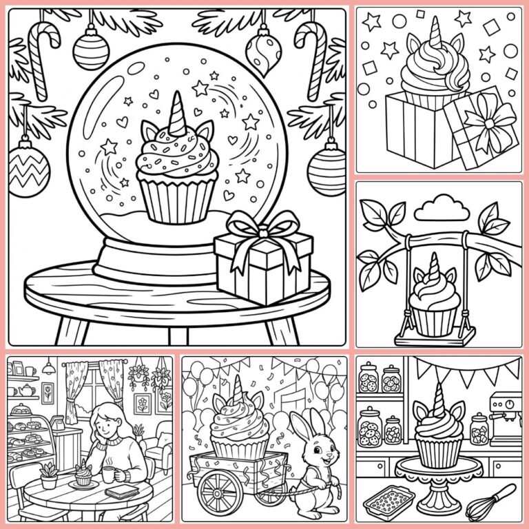 Unicorn Cupcake coloring page collection cover