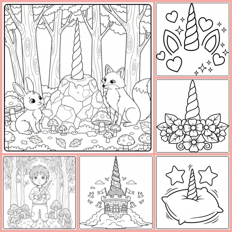 Unicorn Horn coloring page collection cover