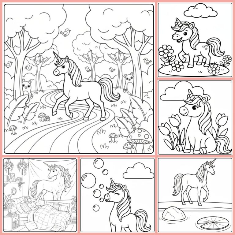 Easy Unicorn coloring page collection cover