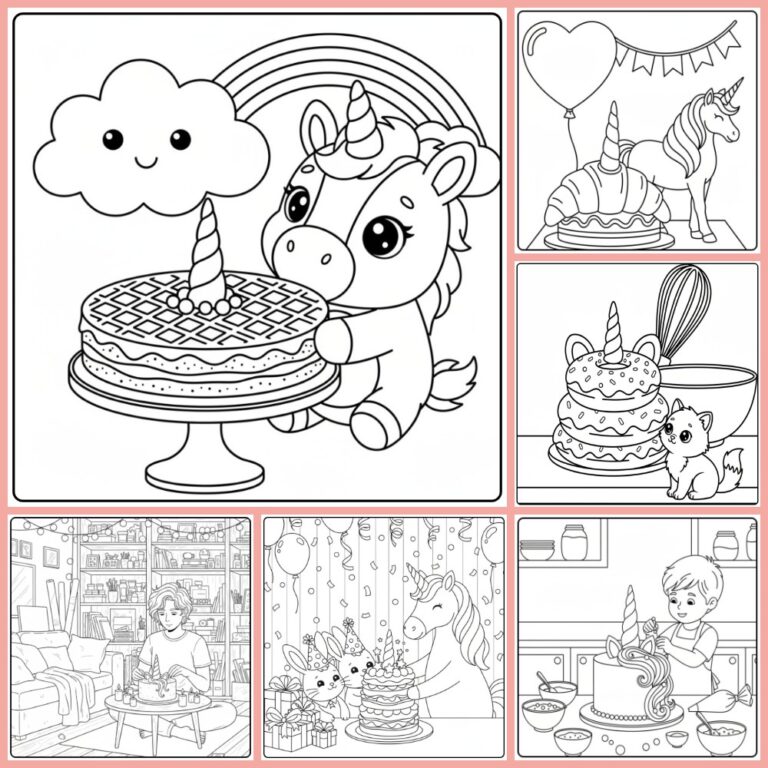 Unicorn Cake coloring page collection cover