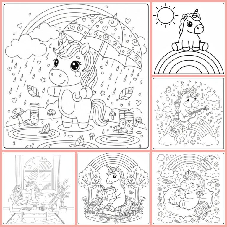 Unicorn Rainbow coloring page collection cover