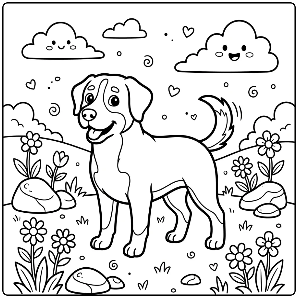 Appenzeller Sennenhund in the Valley coloring page