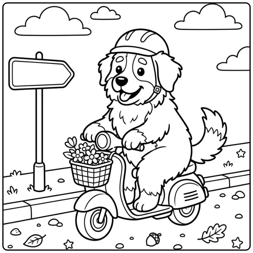Adventurous Bernese Mountain Dog on a Little Trip coloring page