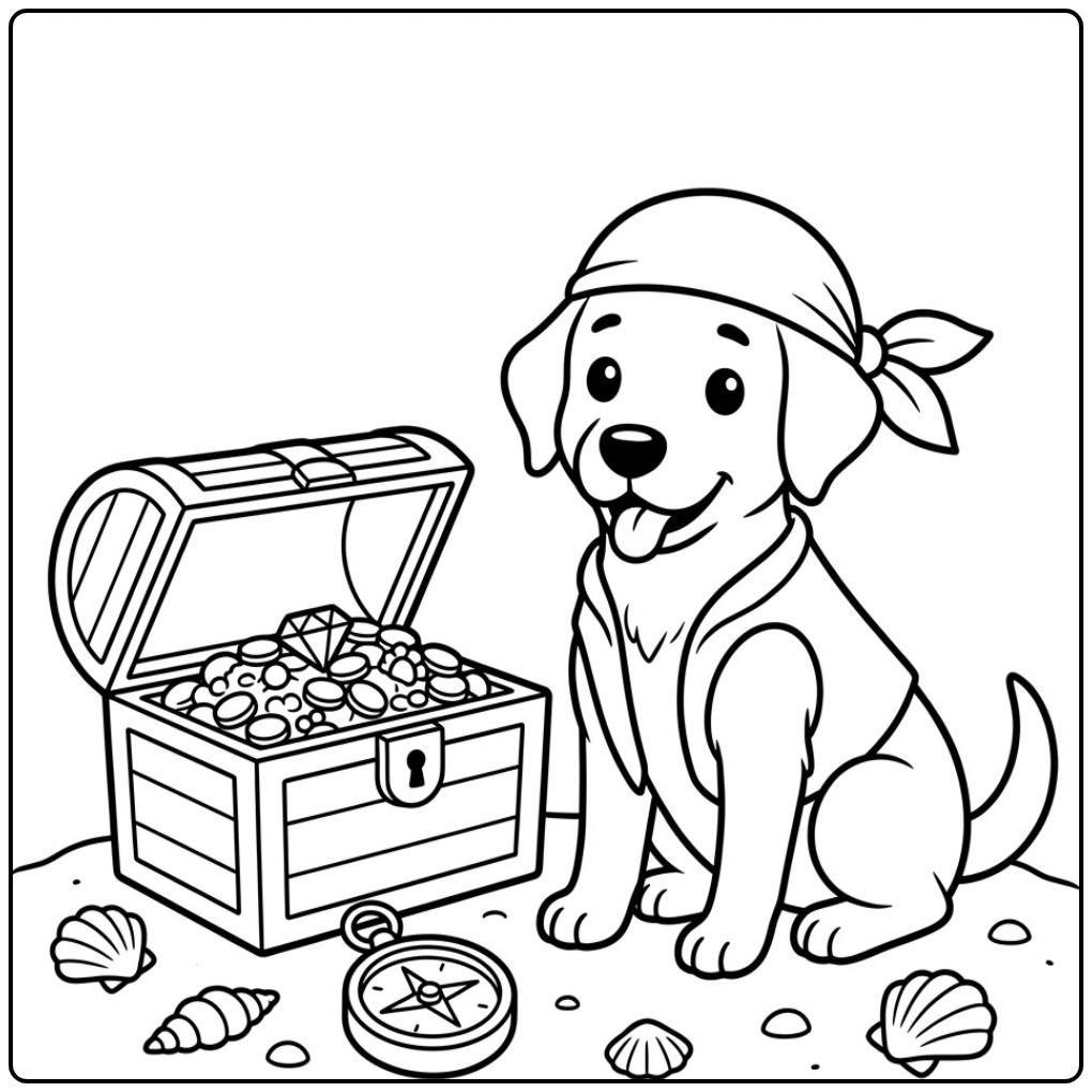 Adventurous Labrador with a Found Treasure coloring page