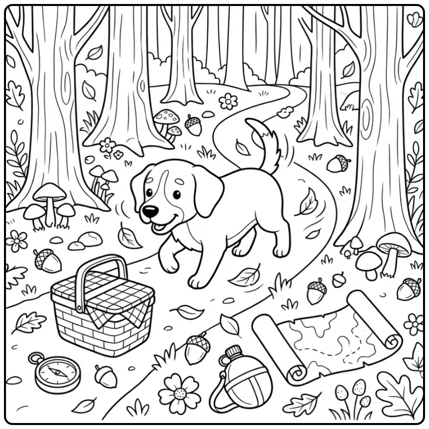 Steenbrak Following a Forest Path coloring page