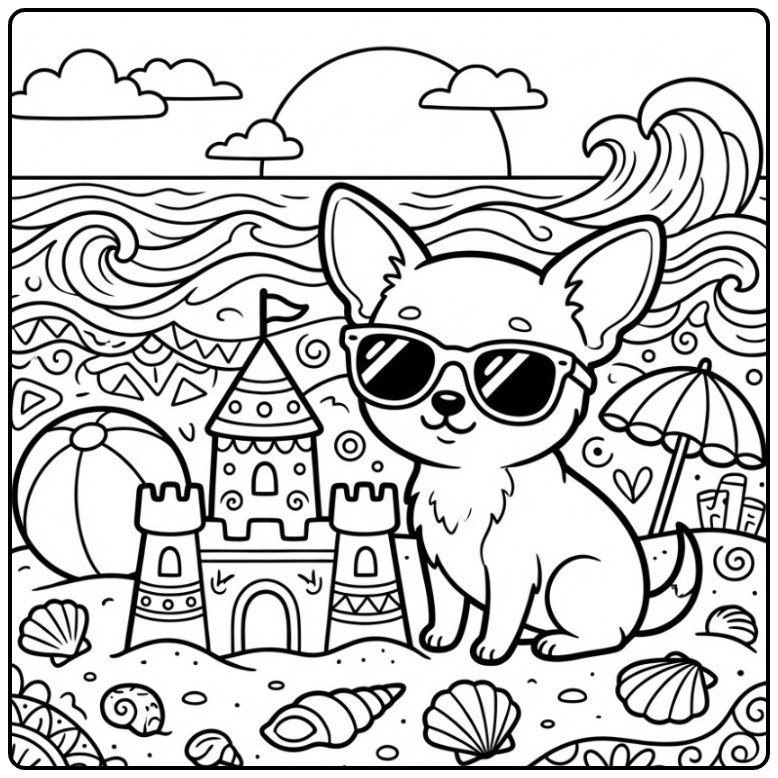 Cool Chihuahua Enjoying a Day at Sea coloring page
