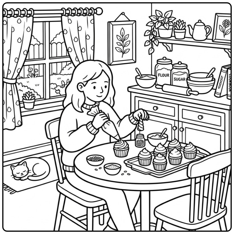 Creative Unicorn Cupcake coloring page