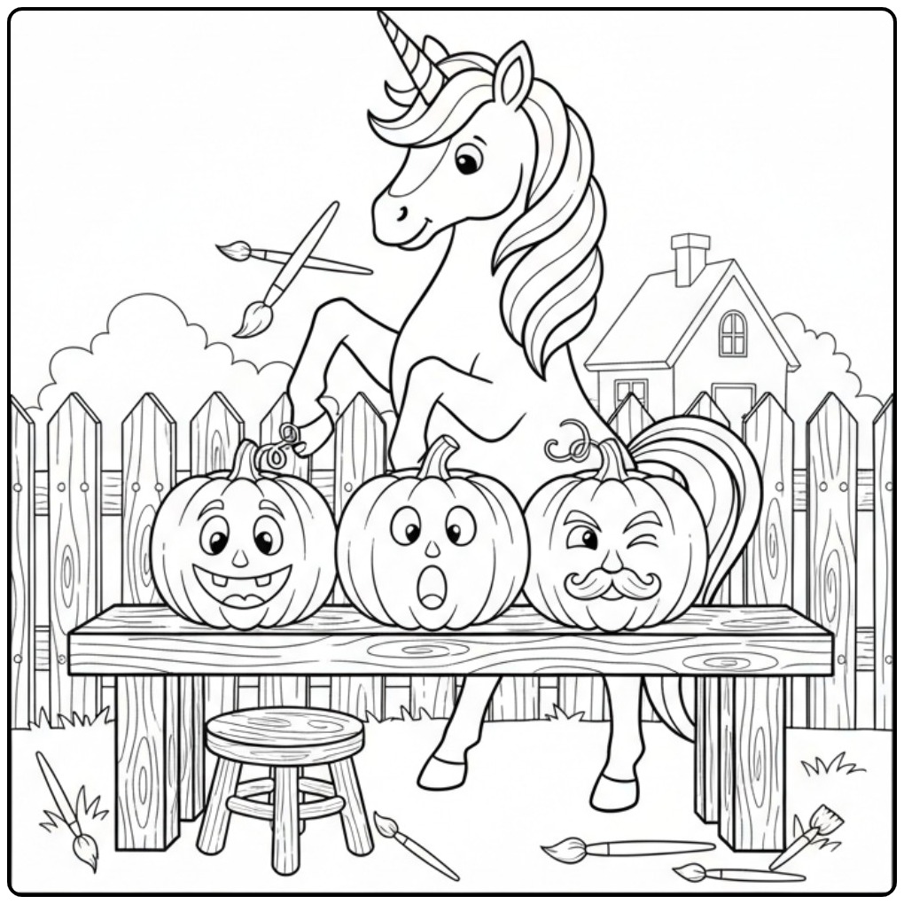 Creative Unicorn Halloween to Verven coloring page
