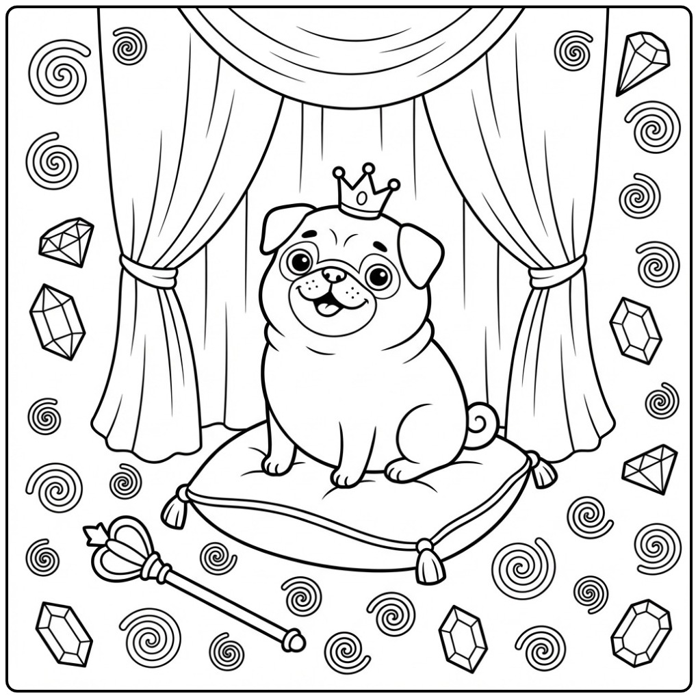 King of the Dogs a Fun Pug coloring page