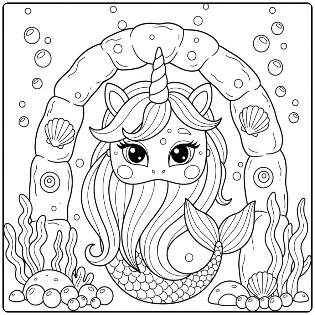 The Mooiste Unicorn Mermaid Mask coloring page