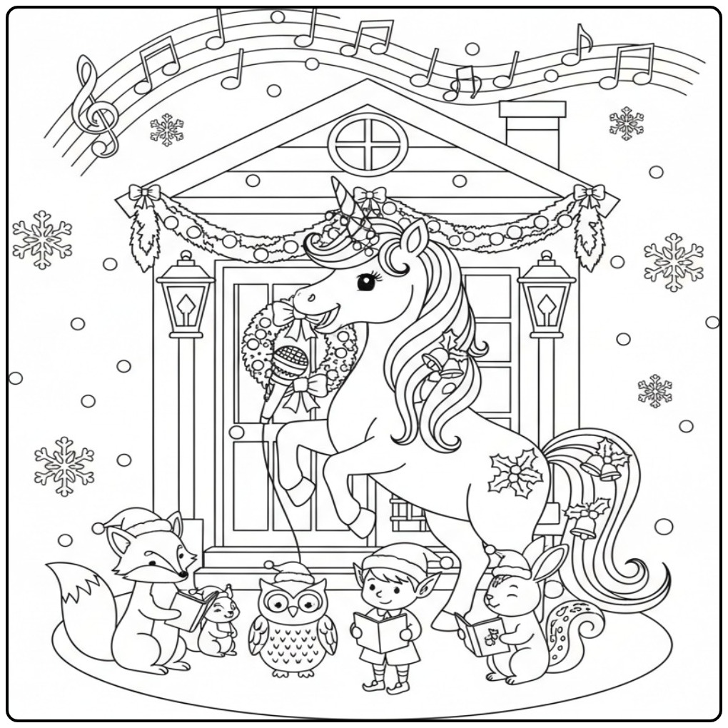 Download the Christmas Unicorn and Color Him in 1 coloring page