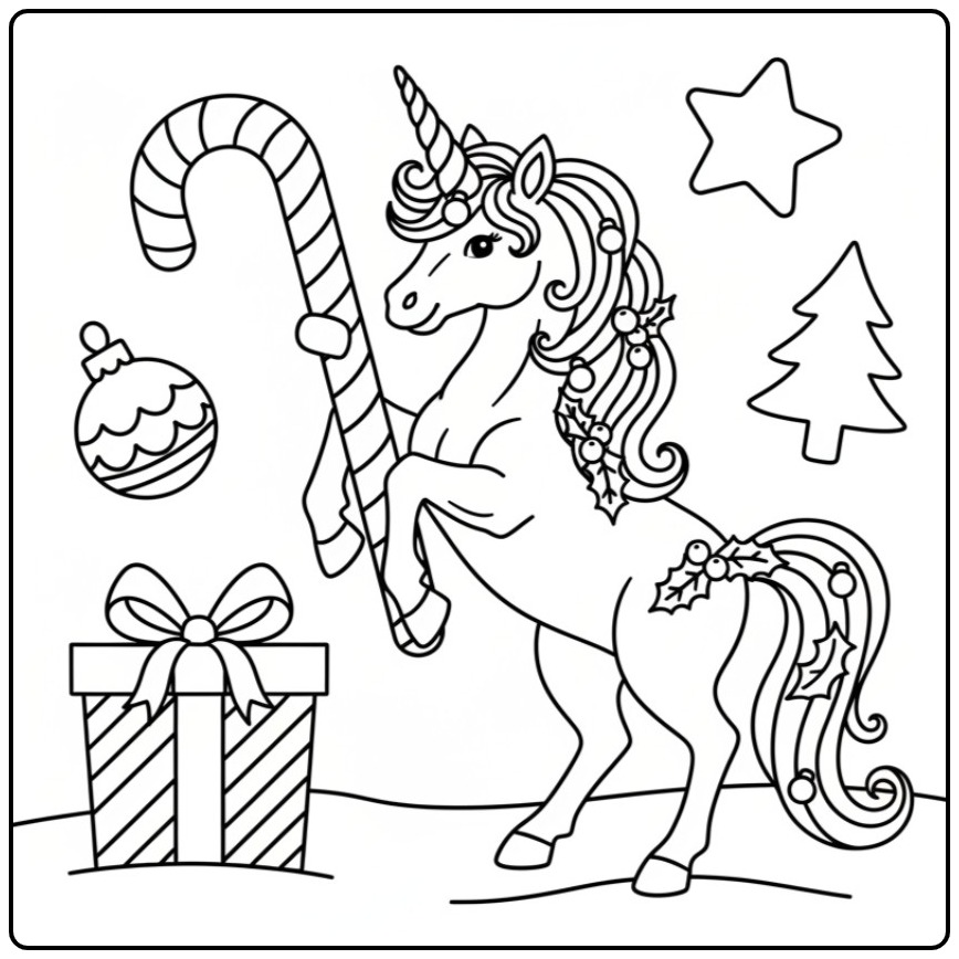 Download the Christmas Unicorn for Hours of Coloring Fun 1 coloring page