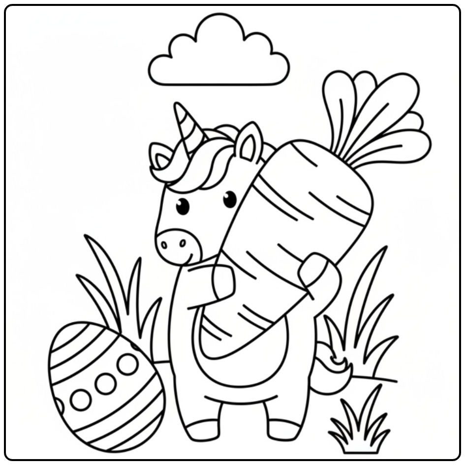 Download the Unicorn Easter Now coloring page