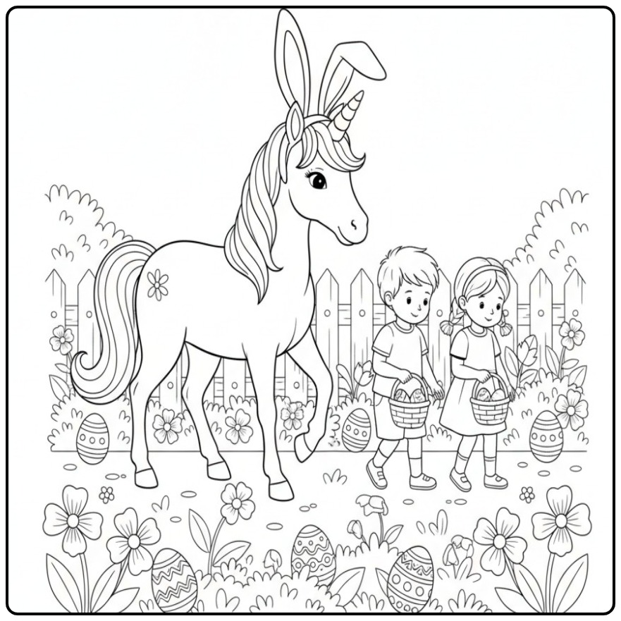 Download the Unicorn Easter for Creative Fun coloring page