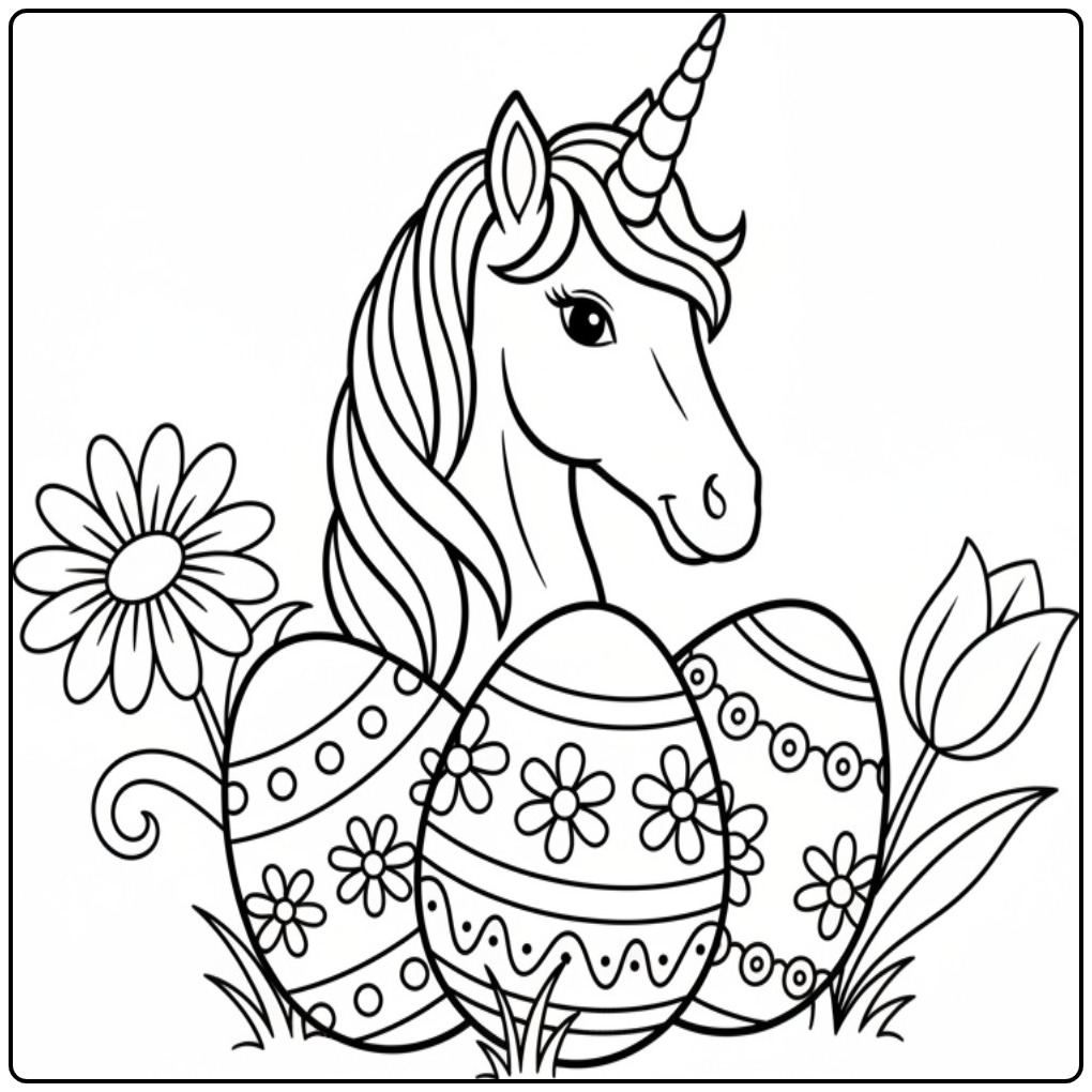 Download Unicorn Easter Perfect for the Paasdagen coloring page