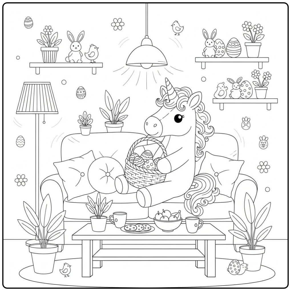 Download Unicorn Easter for Creative Fun 2 coloring page