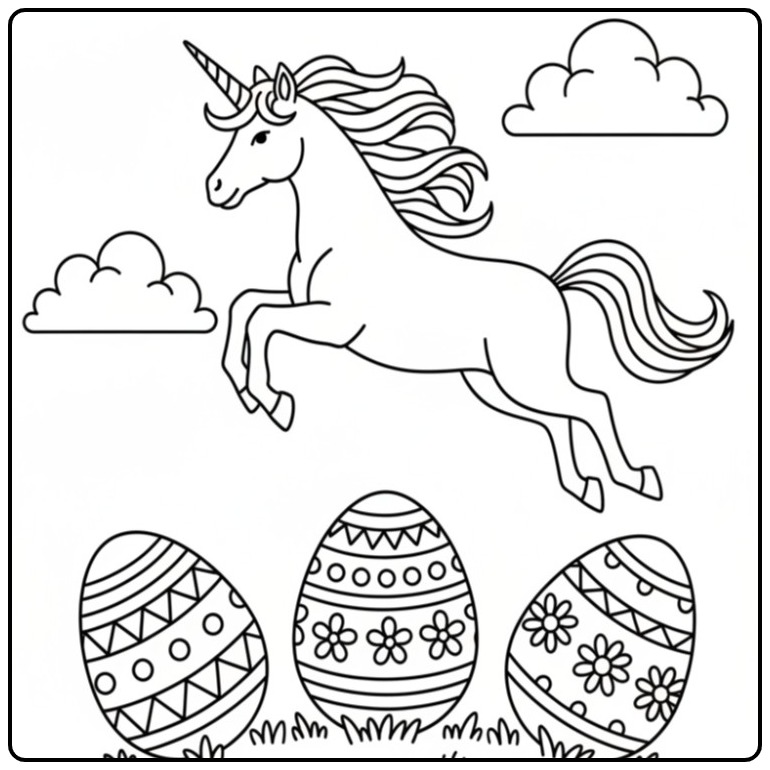 Download Unicorn Easter for Creative Fun coloring page