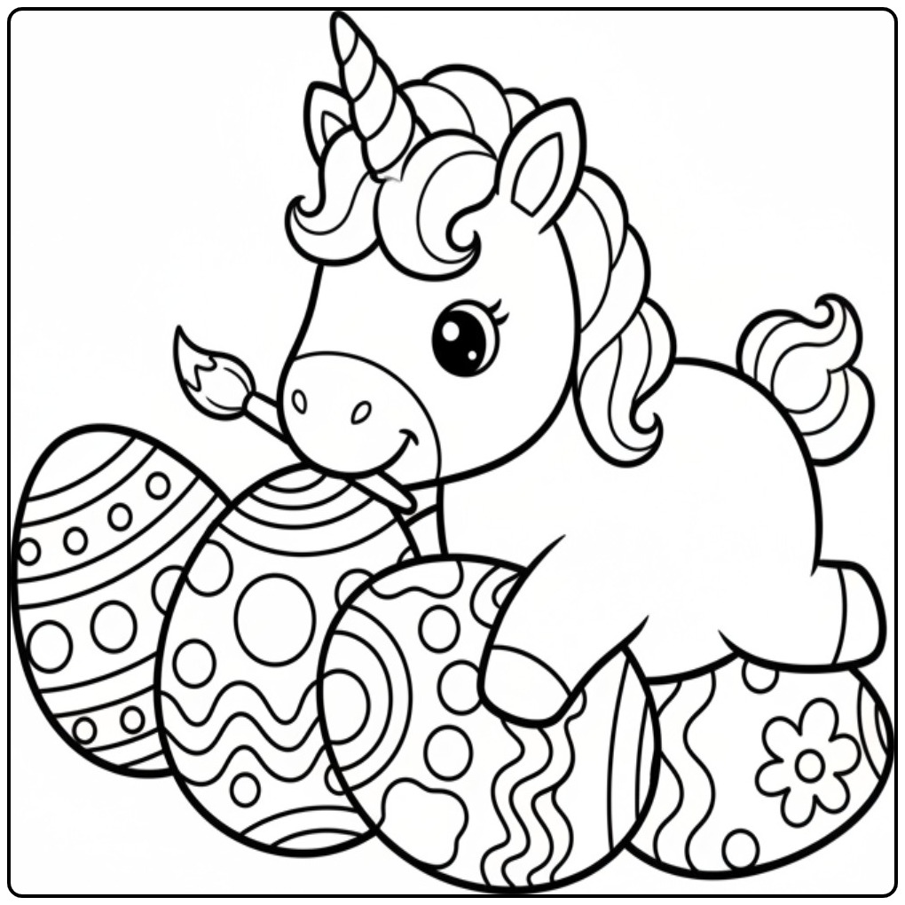 Download Unicorn Easter for the Paasdagen coloring page