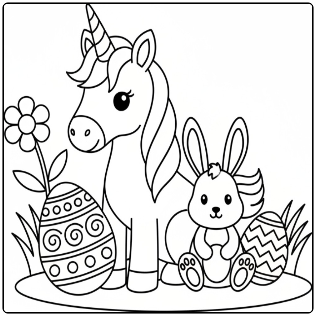 Download Unicorn Easter for Hours Coloring Fun coloring page