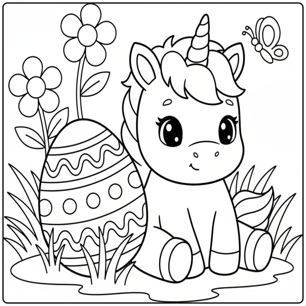 Download Now Unicorn Easter for Hours Coloring Fun coloring page