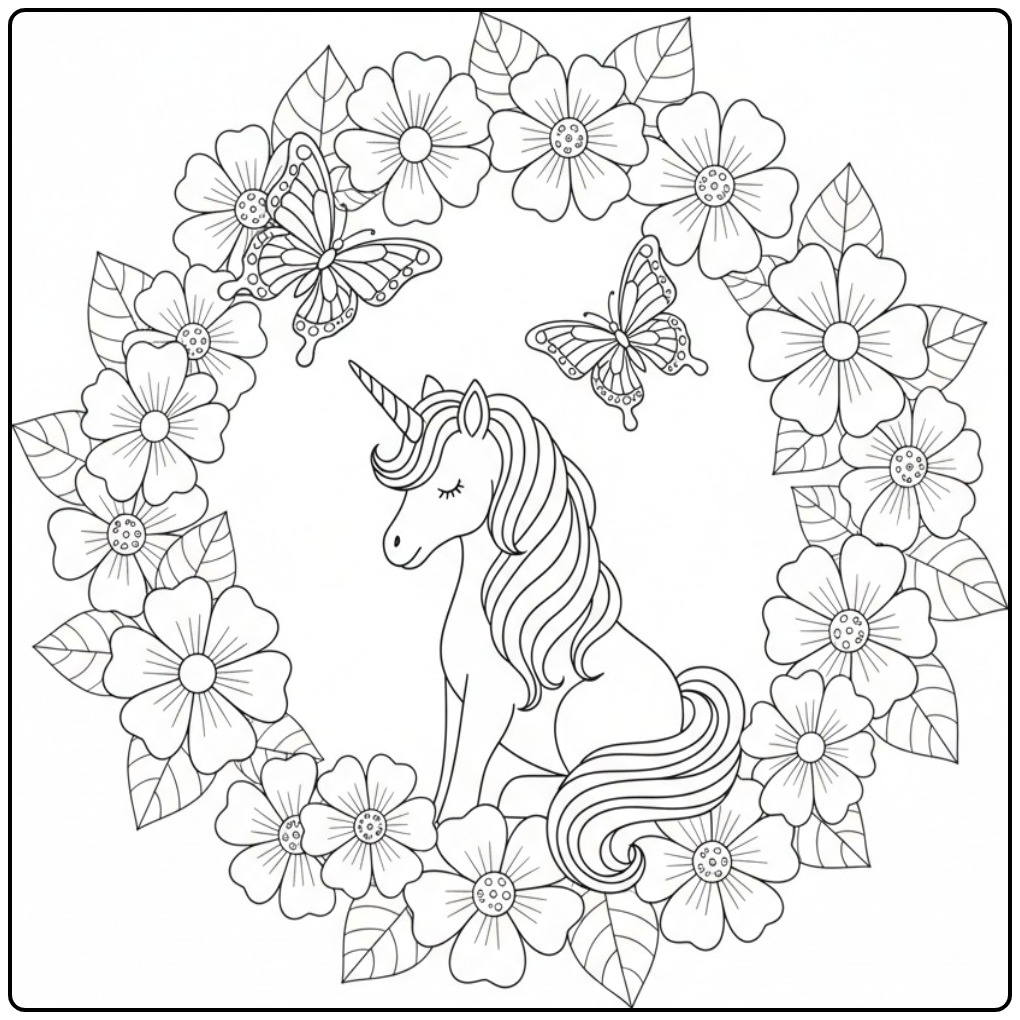 Droom of a Butterflies Unicorn coloring page