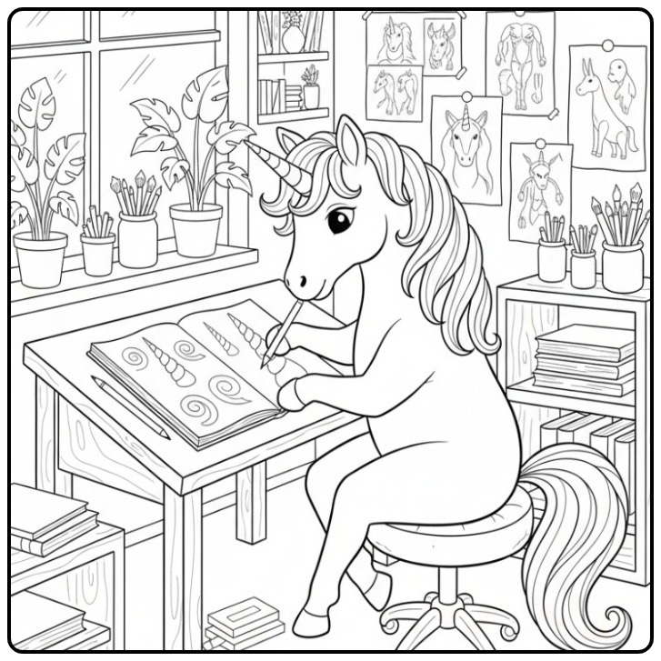 Creative Building a Unicorn Horn coloring page