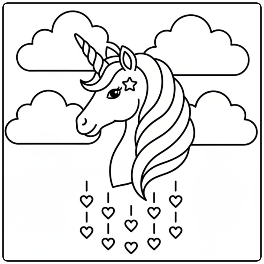 A Dreamy Unicorn Head for Creative Kids coloring page