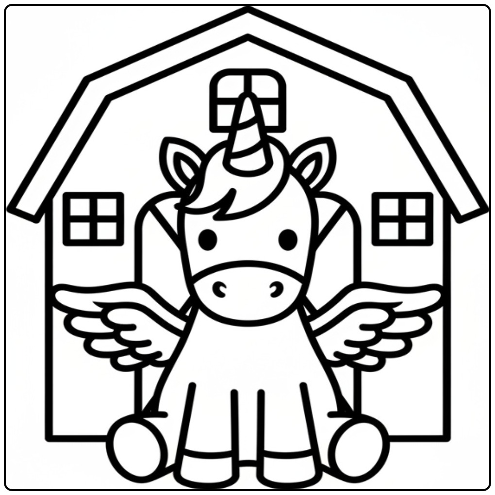 A Sweet Unicorn with Wings Quiet Sitting coloring page