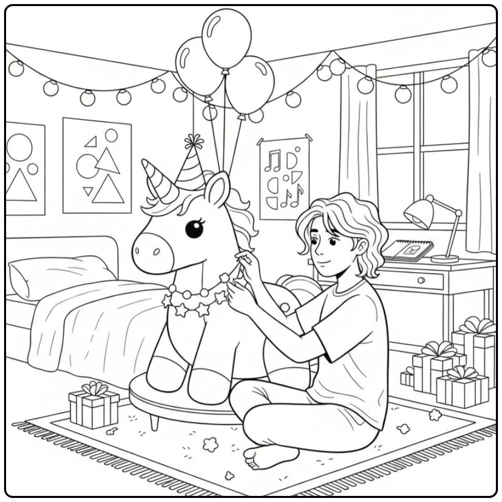 A Magical Party with This Unicorn Birthday coloring page