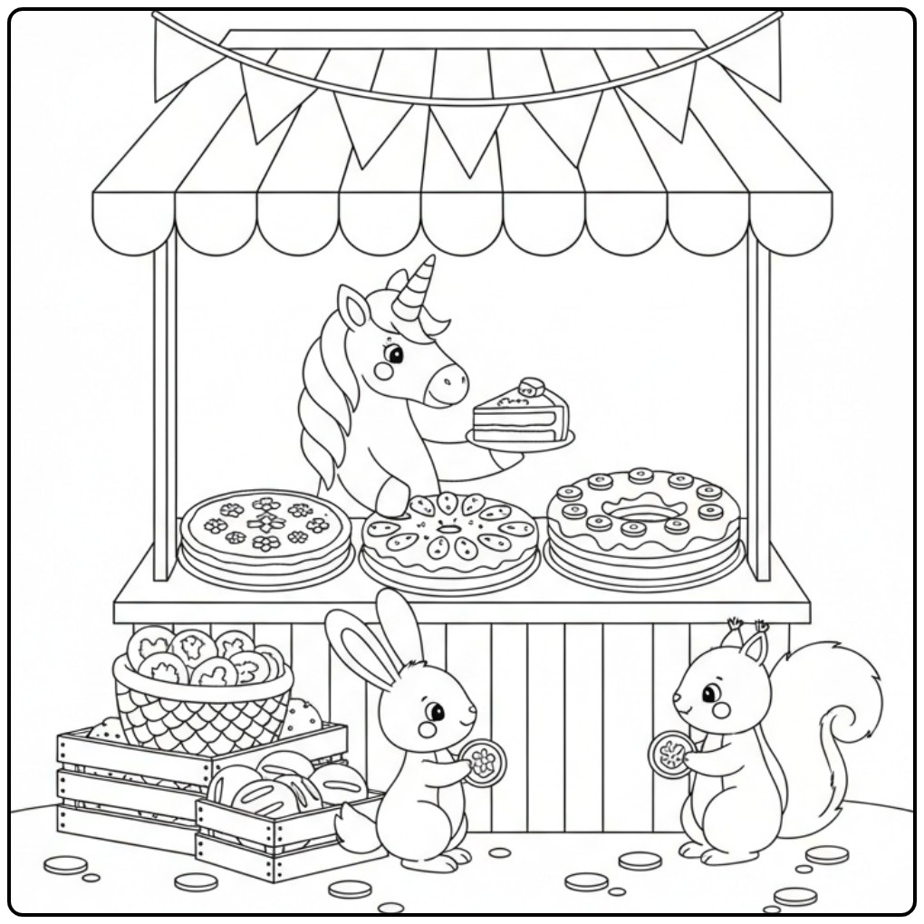 A Magical Unicorn Cake Verkocht Being coloring page