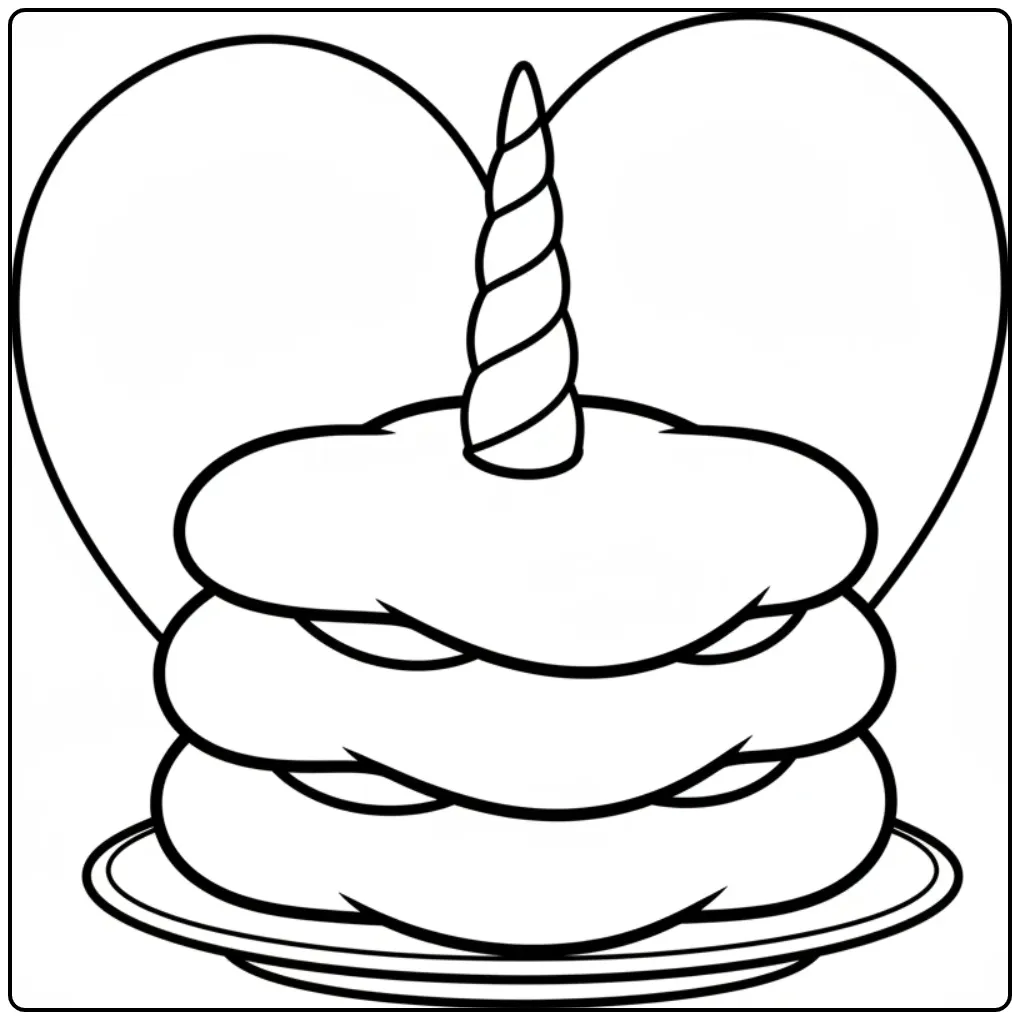 A Magical Unicorn Cake for Children coloring page