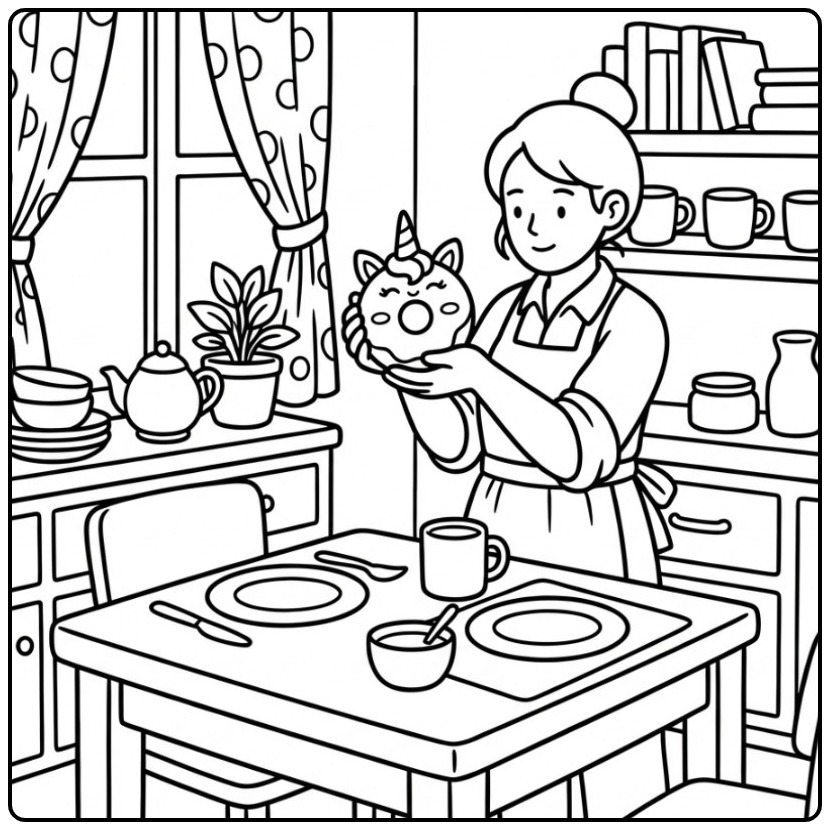 A Magical Breakfast Treat Donut Unicorn coloring page