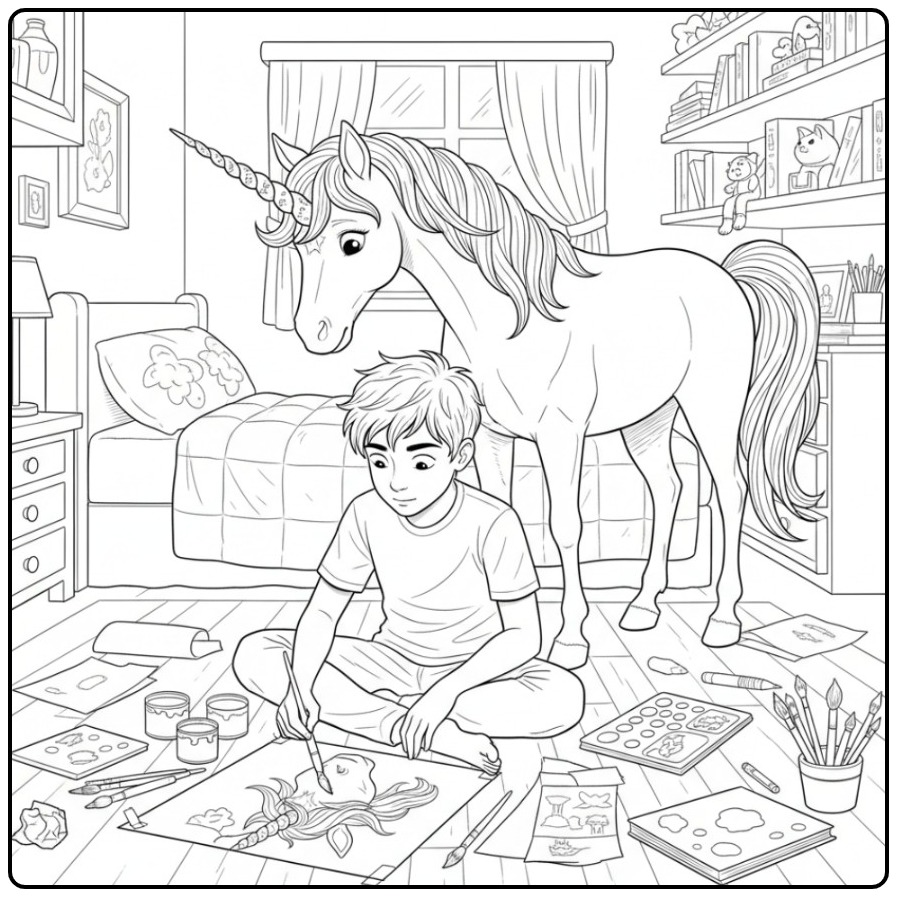 A Magical Unicorn Horn for Creative Children coloring page